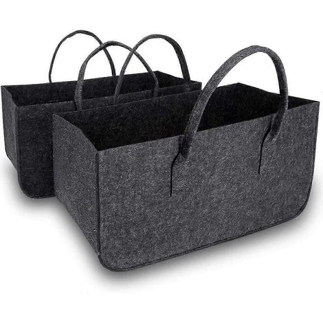 Flkwoh 2er Set Filztaschen Fr Brennholz Brennholzkorb Filztaschen Groer Filzkorb Fr Holz Scheite Brennholz Mae 50 X 25 X 25 Cm Dunkelgrau (1/5)