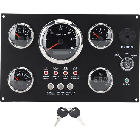 Ensemble de jauges de tableau de bord 85mm, 24V 0 à 3000 tr/min, température de l'eau, niveau d'huile, pression avec clé pour bateau, Yacht, LED rouge