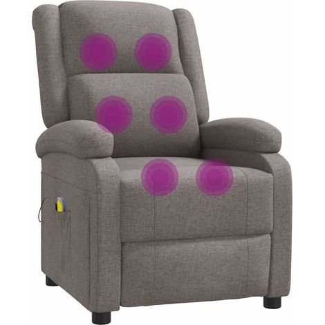 Fauteuil Relax inclinable Fauteuil de massage - Fauteuil de Relaxation Taupe Tissu BV422847 - BonneVie (1/5)
