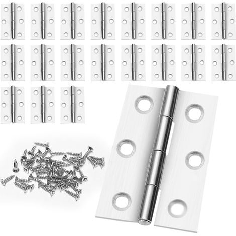 20 Schranktürscharniere, Türscharniere, Möbelscharniere, Größe 44 mm × 30 mm, Scharniere aus Edelstahl, mit 120 Schrauben, geeignet für Türen, Fenster und Schränke