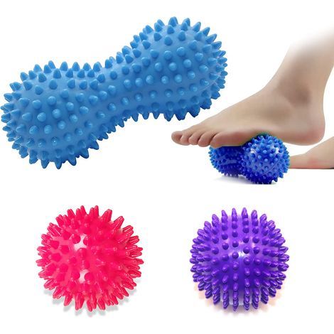 Boule de Massage Boule Hérisson,Balle de hérisson de sport,Balle de Massage Fasciite Plantaire,Boules de massage de remise en forme,Dos, Epaules, Bras, Lot de 3 (1/5)