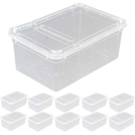 10 Boîte D'élevage,Transparent,Plastique PP,Ventilation Latérale,Reptiles Insectes