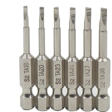 Lot de 6 embouts de tournevis triangulaires magnétiques 1/4" 1,8 / 2,0 / 2,3 / 2,5 / 2,7 / 3,0 - Embouts de tournevis triangulaires en acier S2 - 50 mm de longueur (1/5)