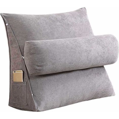 Dreieckiges, rauchgraues Kissen 45x45x20 cm – Verstellbare Kopfstütze – Staufach – Optimaler Komfort für das Wohnzimmer (1/5)
