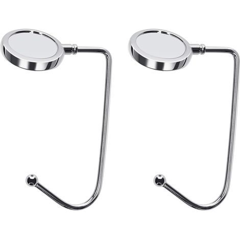 2 Pcs Handbag Hook - Silver - Foldable Bag Hook - Bag Holder for Table or Desk - Hanging Handbag and Small Objects