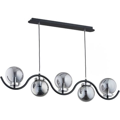 Plafoniera Alfa KORDA nera 90cm 5 sfere cromate E14 (1/2)