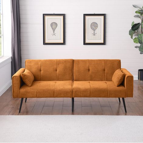 Sofá cama modular de pana con espuma naranja OKMYHOME (1/5)