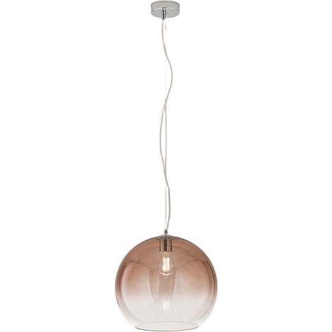 Suspension En Verre Soufflé Marron Dégradé, Structure Métal Et Aluminium Chrome Poli, Culot E27, Diamètre 35 Cm - Luminaire Moderne Par Perenz (1/2)