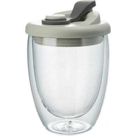 1 Mug isotherme,Verre double paroi,Forme œuf,Couvercle inclus,350 ml,Maison,Bureau (1/5)