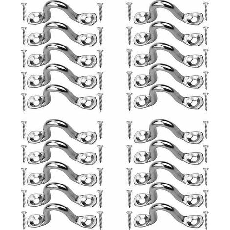 304 Stainless Steel Eye Plates – Pack of 20 with 40 Screws – Load Capacity up to 40 kg – Easy Installation on Various Materials (1/5)