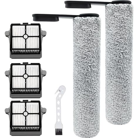 Brosse rotative de rechange pour Tineco Floor One S7 Pro /S6 aspirateur Kit d'accessoires (Version 1), 2 rouleaux à brosse + 3 filtres Hepa + 1 brosse de nettoyage