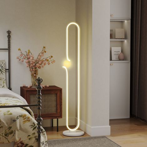 Beyamis LED-Stehleuchte in Form einer Musiknote mit einstellbarer Helligkeit und Fußschalter, Stehleuchte aus Metall, Kunststoff und Glas, 28 x 28 x 145 cm, weiß