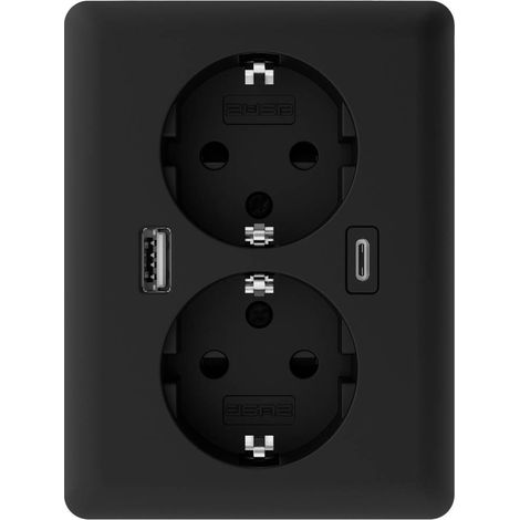 2USB 2U-449719 Presa da incasso con USB-C®, con uscita di ricarica USB Nero (opaco) (1/3)