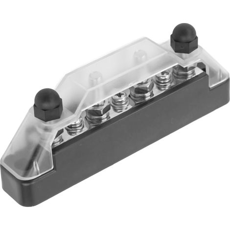 Bornier de distribution électrique 48 V 150 A à 4 bornes, barre omnibus 7 voies avec couvercle, pour voitures, camping-cars et bateaux (noir). (1/5)