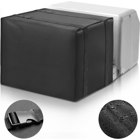 Housse de climatiseur 600D en forme de U pour climatiseurs Midea en forme de U, housse imperméable pour fenêtre d'hiver en forme de U avec 2 sangles fixes Noir (1/5)