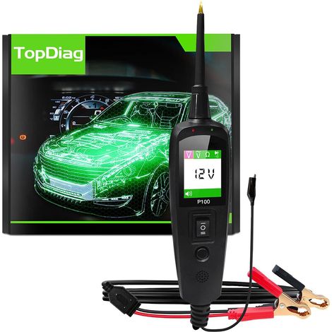 Probador de circuitos automotrices de 12V/24V, probador de voltaje digital, kit de sondas para circuitos eléctricos, probador de baterías de automóviles, kit de herramientas de diagnóstico (P100 (2M)) (1/5)