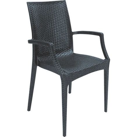 SILLA CON REPOSABRAZOS RATTAN BISTROT - Gris Antracita