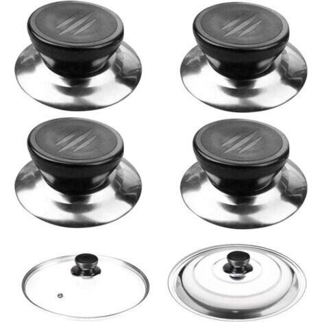 4 pièces Bouton de Couvercle, poignée couvercle poele, Bouton Couvercle Casserole Housses, Poignée Couvercle Casserole Convient aux Bouilloires Poêles Couvercles D'ustensiles de Cuisine (1/4)