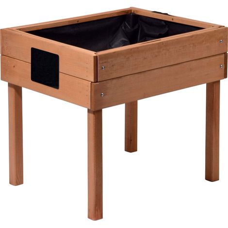 Jardinière surélevée pour Enfant avec Tableau Craie, Petit bac à Herbes pour la terrasse et Le Balcon, 50 x 40 x 45 cm, en pin Marron (1/5)