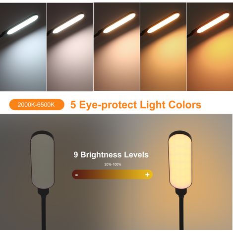 TONYSA Neoglint Lampadaire LED Lampes sur pied modernes Lampe de lecture 9 niveaux de luminosité et 5 couleurs Télécommande tactile pour salon, chambre à coucher, bureau (1/5)
