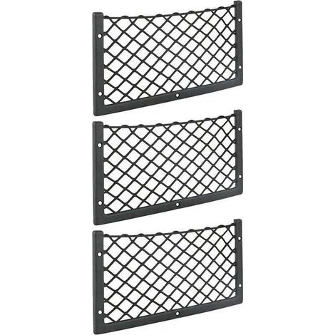 Lot de 3 filets de rangement pour voiture 36 x 18 cm – Maille élastique pour rangement efficace – Compatible van, camping-car, camion