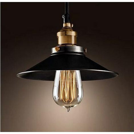 Noir 22cm pays américain lustre créatif rétro bar industriel ampoule restaurant petite robe noire cache-pot lustre lampe un