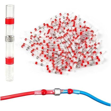 Rote Schrumpfschlauch-Lötverbinder, kompatibel mit Kabeln von AWG 22 bis 18, geeignet für Elektroarbeiten in der Automobil- und Elektronikindustrie (1/5)