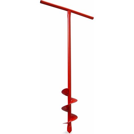ANDRYS - Trivella a Mano per Fori, con Tappi in Pvc Neri, in Acciaio, Verniciata a Polvere, Colore Rosso, 50 x 100 cm,  Fori da 15 cm - Colore: Rosso - Accessori: Fori 12 cm - Dimensioni: L 12 cm - P 