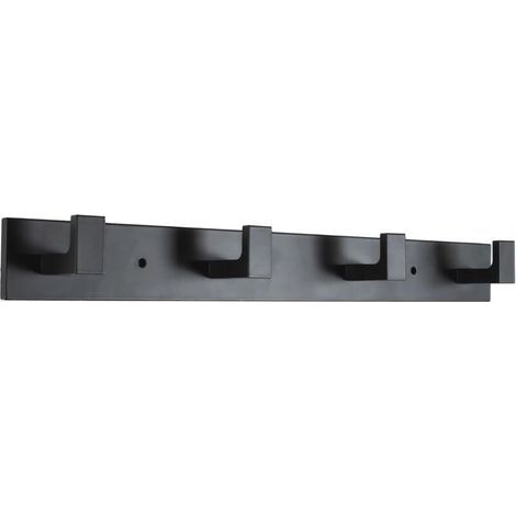 Porte-manteau mural, 4 crochets muraux, porte-manteau mural en acier inoxydable, porte-manteau mural robuste avec crochets (noir brillant, 4 crochets) (1/4)