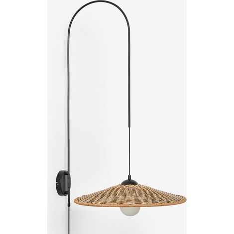 Applique Sopant en fer et rotin synthétique SKLUM Noir ↑100 cm
