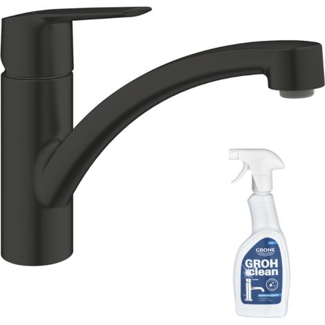 Robinet de cuisine GROHE Start noir mat + nettoyant GrohClean