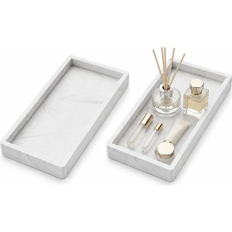 2-Pack Plateaux de Salle de Bain, Organisateurs de Parfums Effet Marbre (1/5)