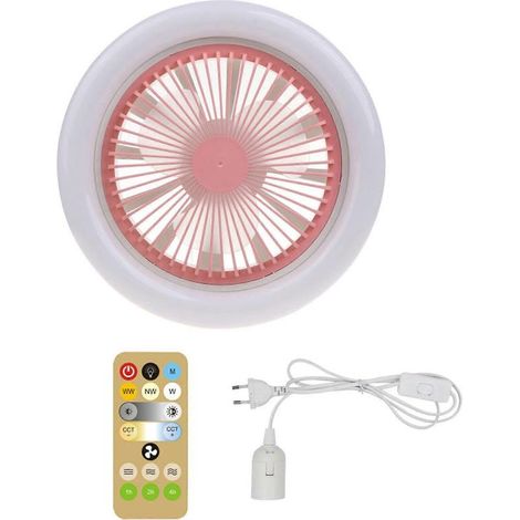 Ventilateur de plafond 2-en-1 avec lumière LED E27 30 W, télécommande, variateur et minuterie – Rose (1/4)
