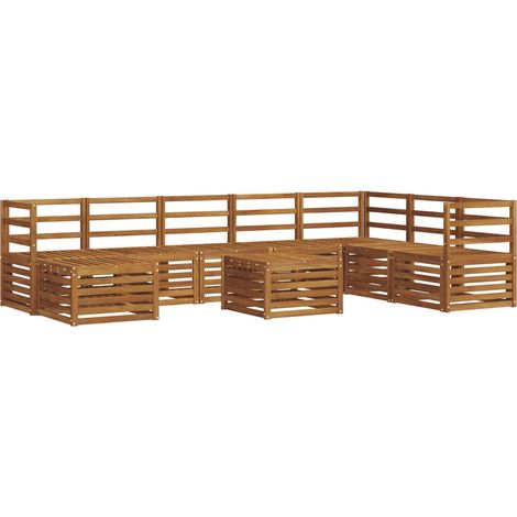 Outdoor Sofa Set 9 pcs Natural Solid Acacia Wood vidaXL (1/5)