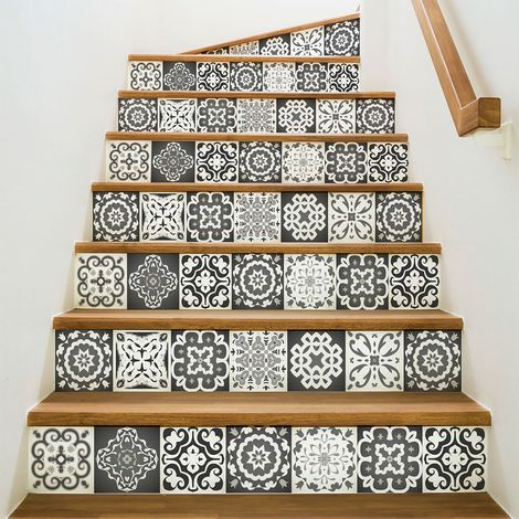 Stickers adhésifs escalier carrelages contremarche - ELOISA - 2 bandes de 12.5x87.5cm (1/3)