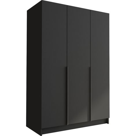 Mobilier1 – Armoire Closico 198, noir, 215x150x58cm – Portes avec charnières – Mécanisme de fermeture silencieuse – Fabriqué en Union Européenne