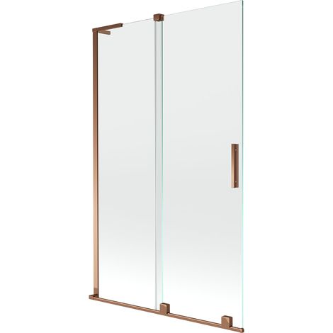 Mexen Velar L paratia per vasca da bagno 2 ante scorrevoli 110 x 150 cm, trasparente, oro rosa - 896-110-003-01-60 (1/5)