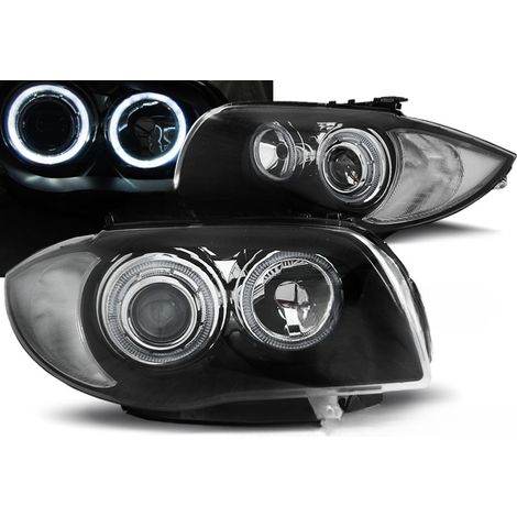Paire de feux phares BMW serie 1 E87 / E81 de 2004 a 2011 angel eyes noir-27361121