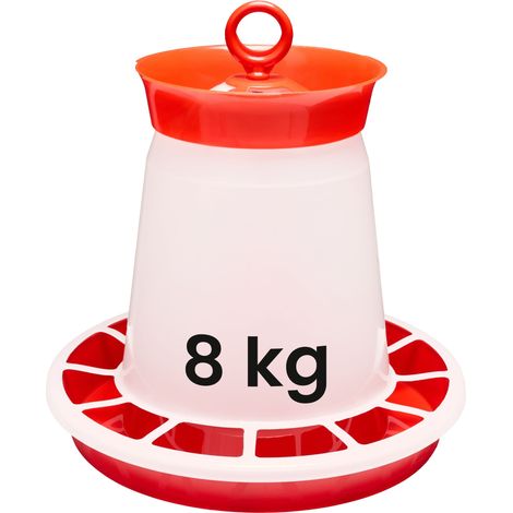 Garronda Mangeoire Poule Antinuisible 8 kg – Distributeur de Graines Volaille avec Couvercle et Poignée – Mangeoire Poussins et Oiseaux de Basse-Cour – Élevage et Jardin – GD-0139