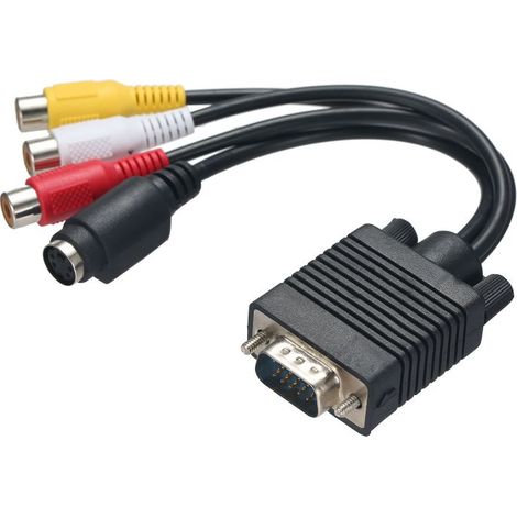 Adaptateur VGA vers S-Vidéo 3 RCA TV AV (1/5)