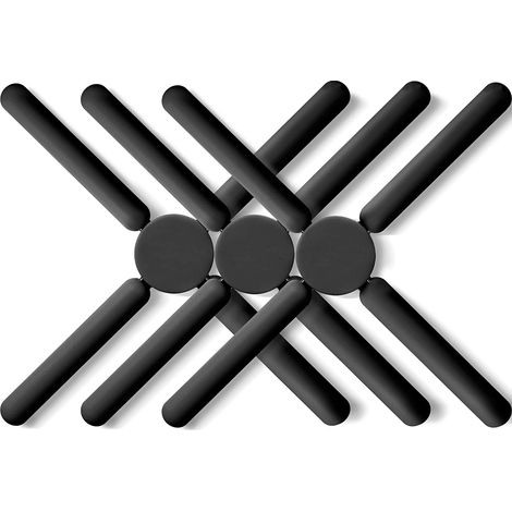 Lot de 3 Trépieds Pliables en Silicone Trépieds Pliants, Antidérapants Pliables Crossover Design Compact Extensibles Supports de Pot en Silicone, Noir (1/5)