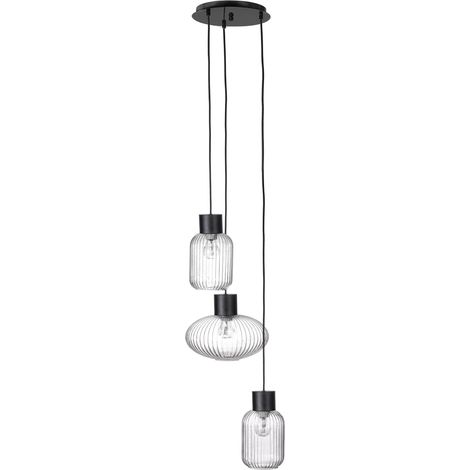 Lampadario 3 luci "Showy" in acciaio e vetro -Trasparente-Cromato
