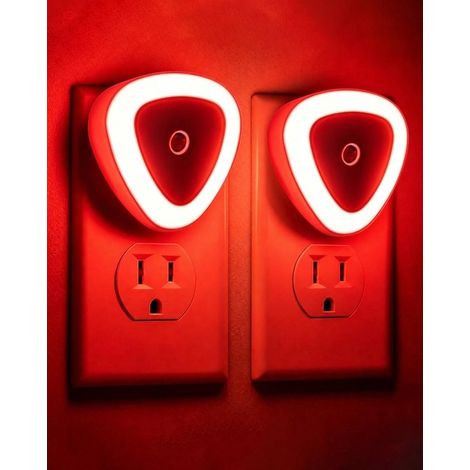 Douille veilleuse LED - Veilleuse avec capteur jour/nuit - Convient aux bébés, enfants et adultes - Rouge - Lot de 2 (1/5)
