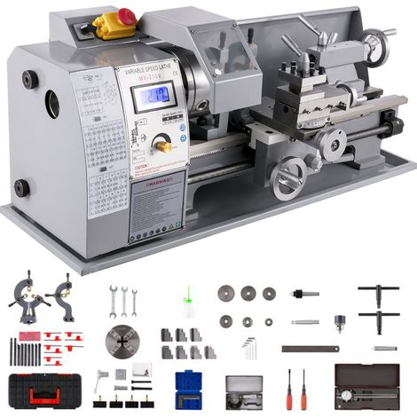 VEVOR Mini Tornio in Metallo, 8x16 Pollici 50-2500PRM Tornio in Metallo a Velocita Variabile per La Lavorazione di Mini Parti di Precisione, L'Elaborazione di Campioni e Lavori di Modellazione (1/5)