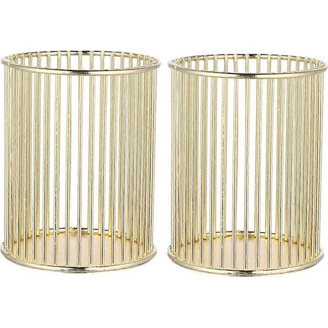 Lot de 2 porte-stylos creux en métal (doré)-10x8cm-Golden