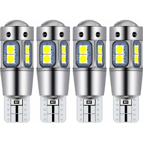 Ampoule T10 W5W led plafonnier voiture led interieur veilleuse led voiture Convient pour les feux de plaque d'immatriculation, les feux latéraux, les feux de position et les plafonniers (4 pièces) (1/5)
