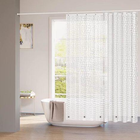 1 pièce Rideau de douche anti-moisissure, motif 3D semi-transparent, avec aimants en bas et crochets, 200x200 cm, salle de bain
