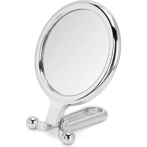 Miroir cosmétique pliable et réglable grossissant 5X, miroir de maquillage double face (argenté)