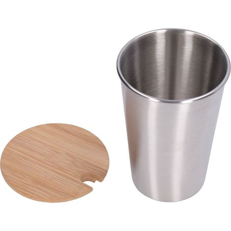 500 ml Edelstahl-Bierkrug mit Deckel, einwandig, ideal für Partys und andere Aktivitäten im Freien. Farbe: Edelstahl.