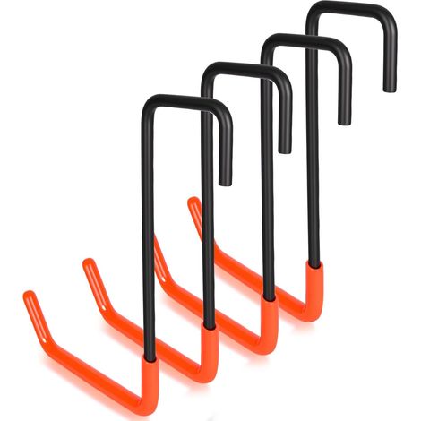 Lot de 4 grands crochets de garage à suspendre - Crochets de charge robustes - Échelle, outils de plante, vélo - Pour poutres de plafond (1/5)